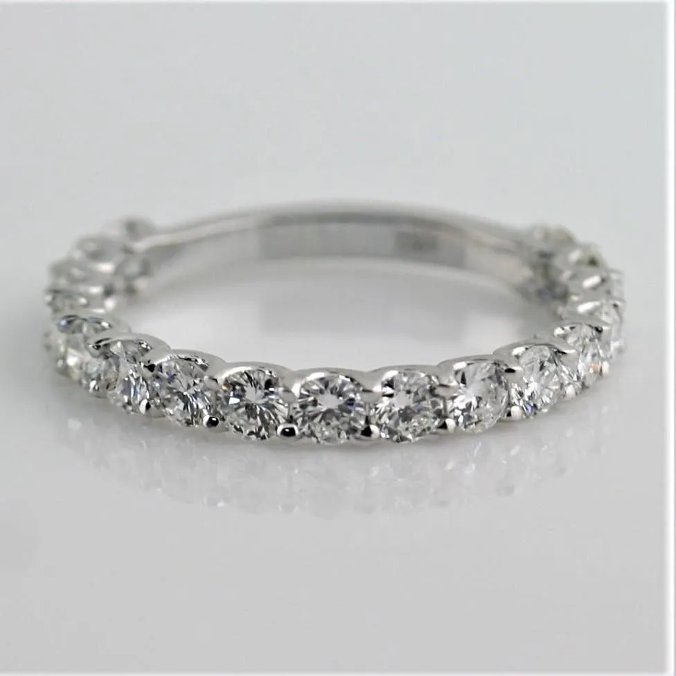 1.00 cwt Diamond Semi Eternity Ring Band 18K White Gold