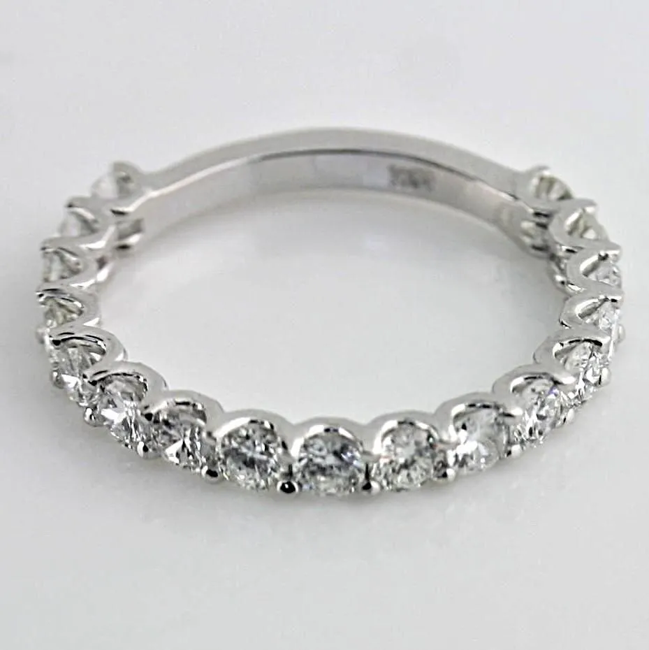 1.00 cwt Diamond Semi Eternity Ring Band 18K White Gold