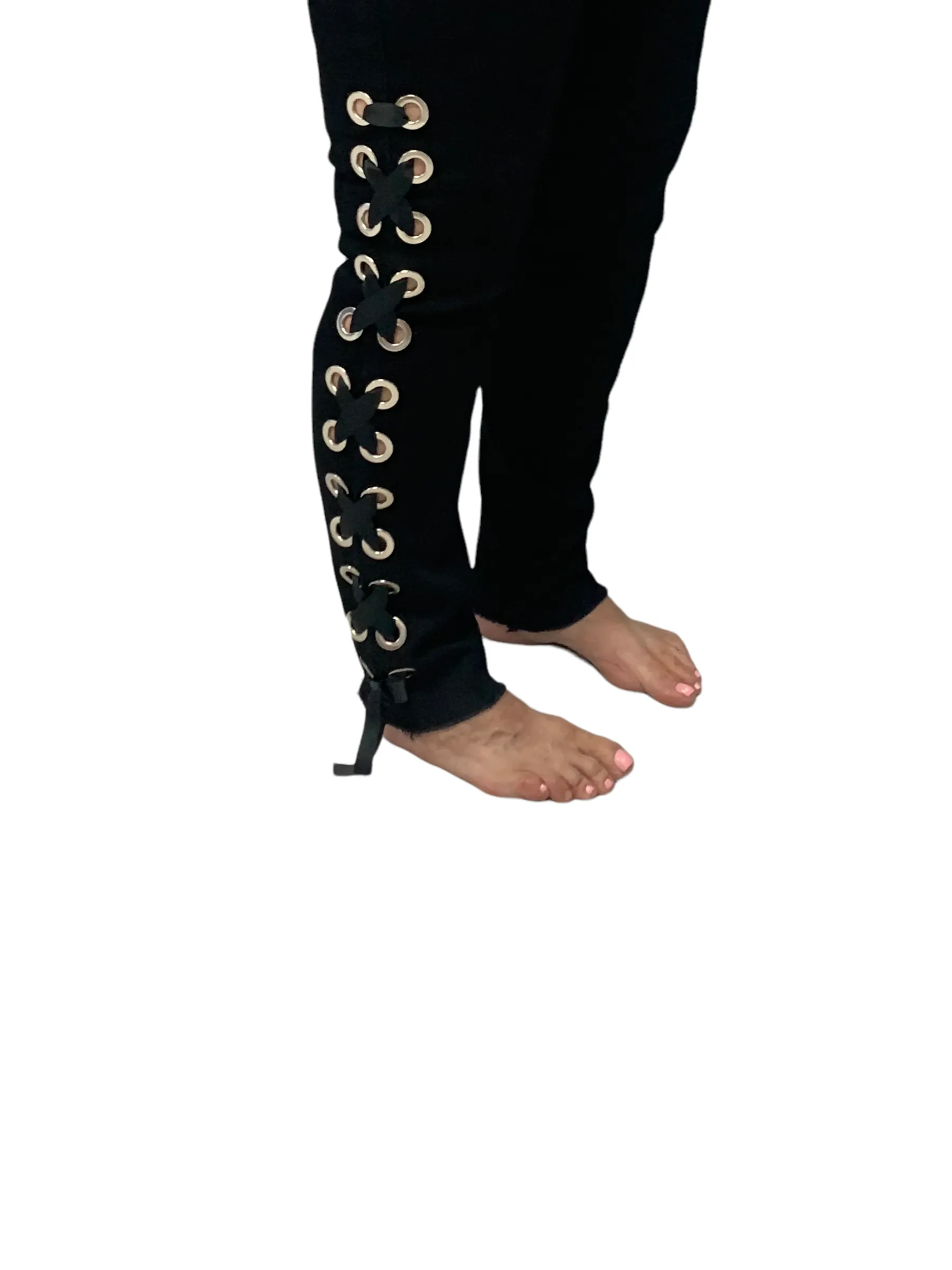 Ankle Jeans w/side tie up grommets