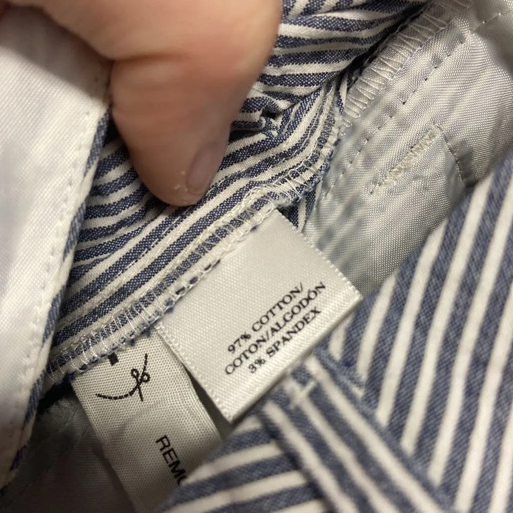 ANN TAYLOR BLUE WHITE STRIPED CAPRIS SIZE 2 TCC