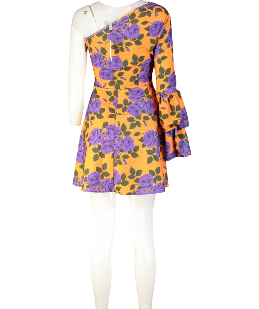 ASOS Design Orange / Purple One Shoulder Skater Mini Dress UK 10