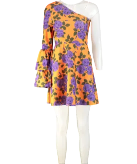 ASOS Design Orange / Purple One Shoulder Skater Mini Dress UK 10