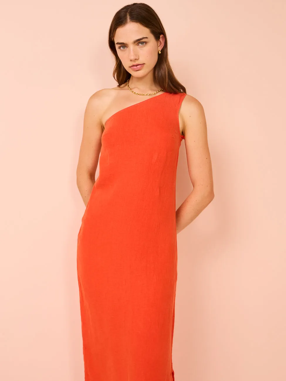 Assembly Label Bonnie Linen Dress in Popsicle