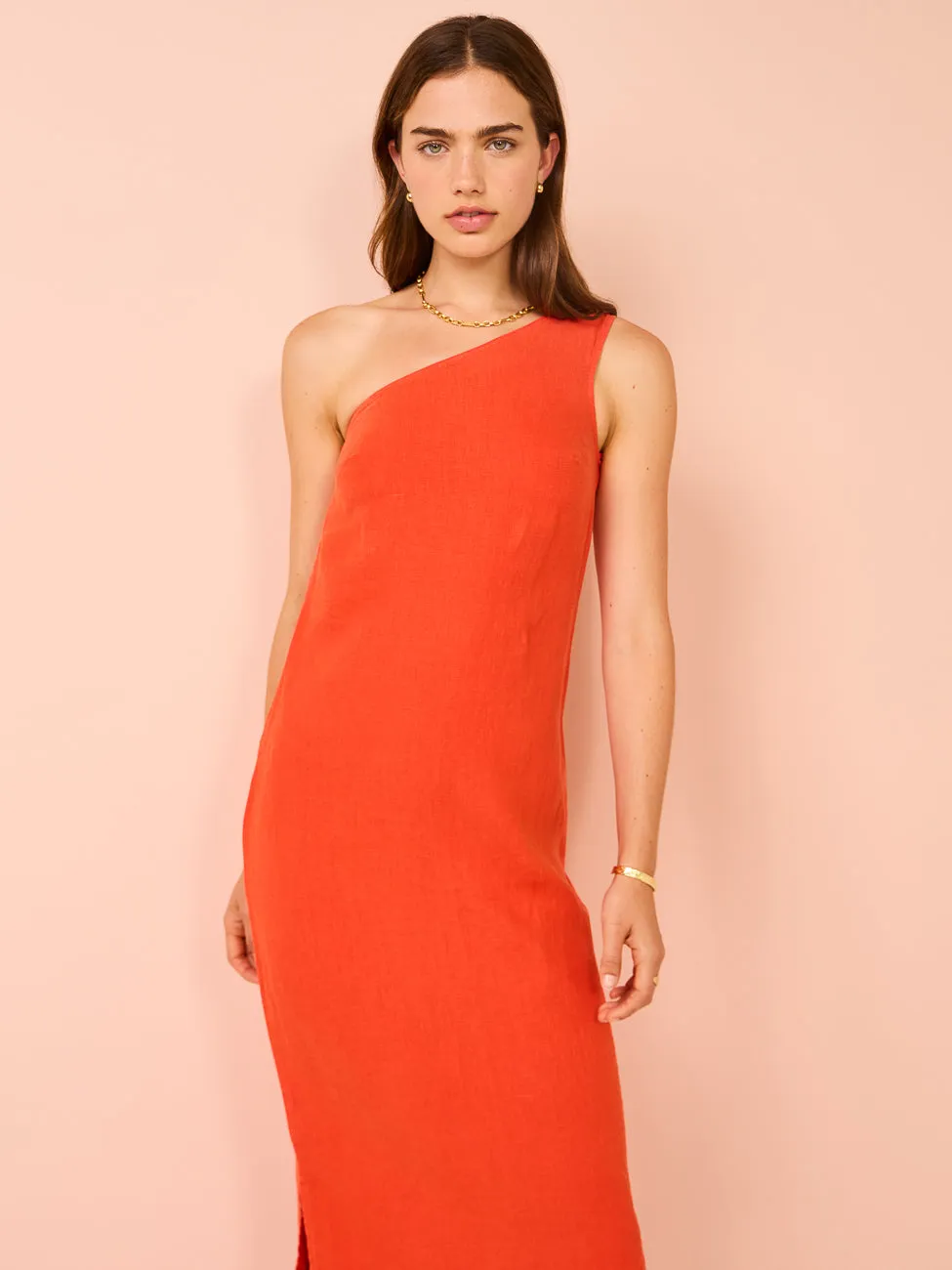 Assembly Label Bonnie Linen Dress in Popsicle