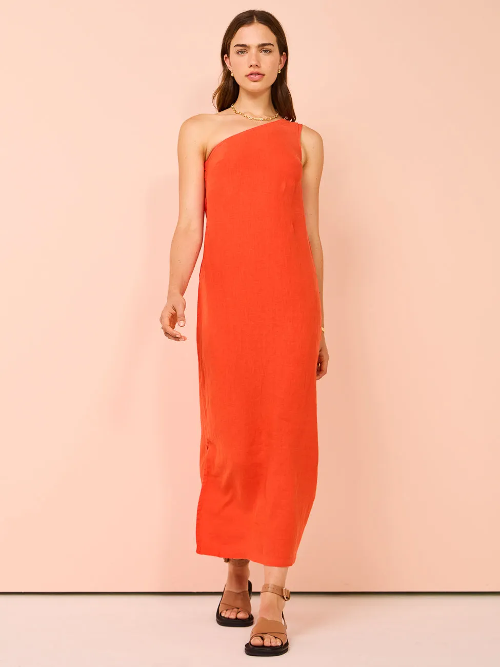 Assembly Label Bonnie Linen Dress in Popsicle
