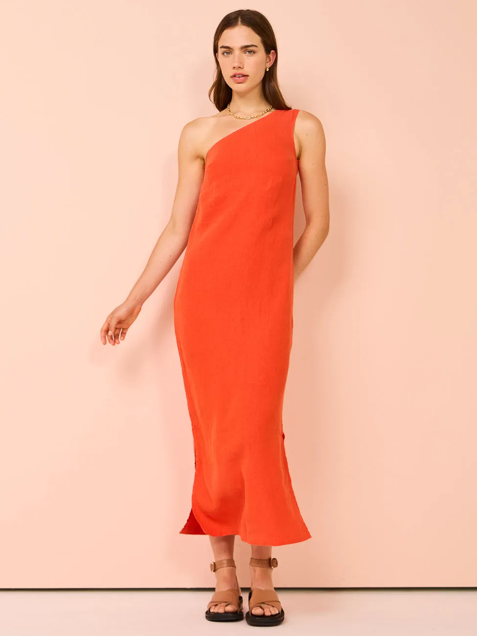 Assembly Label Bonnie Linen Dress in Popsicle