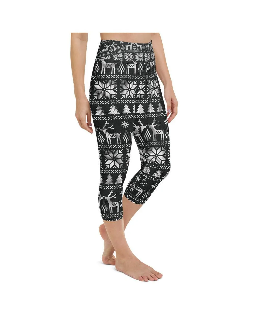 B&W Ugly Christmas Yoga Capris