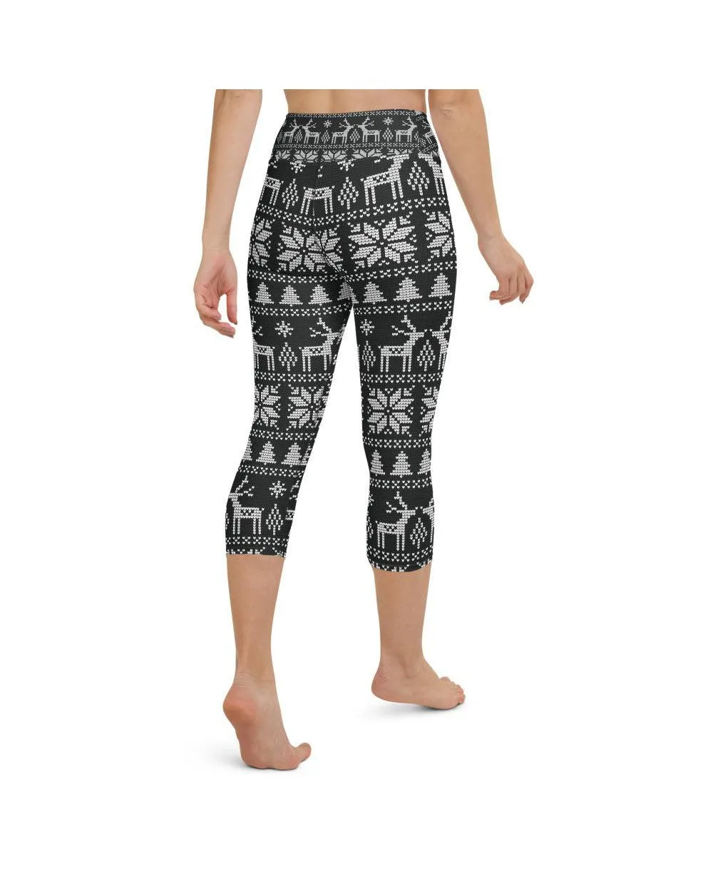 B&W Ugly Christmas Yoga Capris