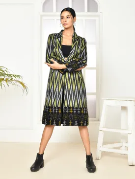 Bia handloom black trench coat for women