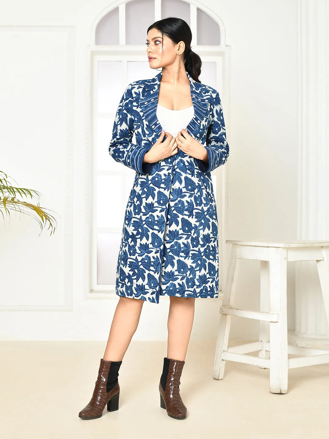 Chole Indigo trench coat for women