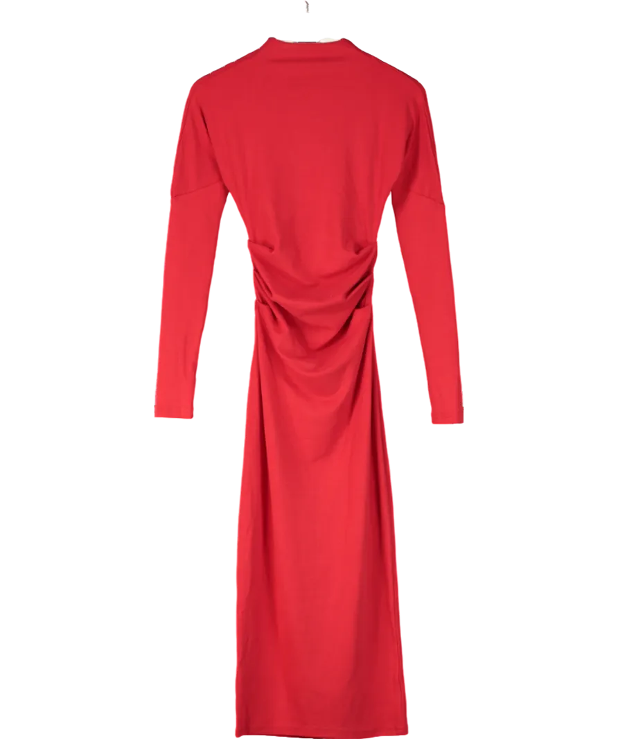 Karen Millen Red The Founder Asymmetric Neck Midi Dress UK XS