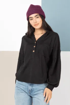 Shari Hooded Henley Top