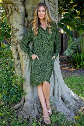 Sonca Dress Green Animal Print
