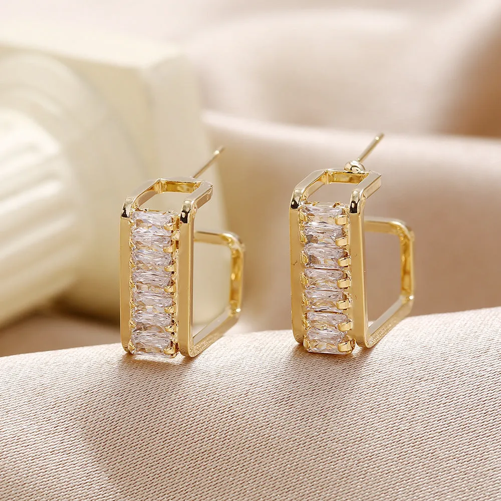 Square Cubic Zirconia Earrings