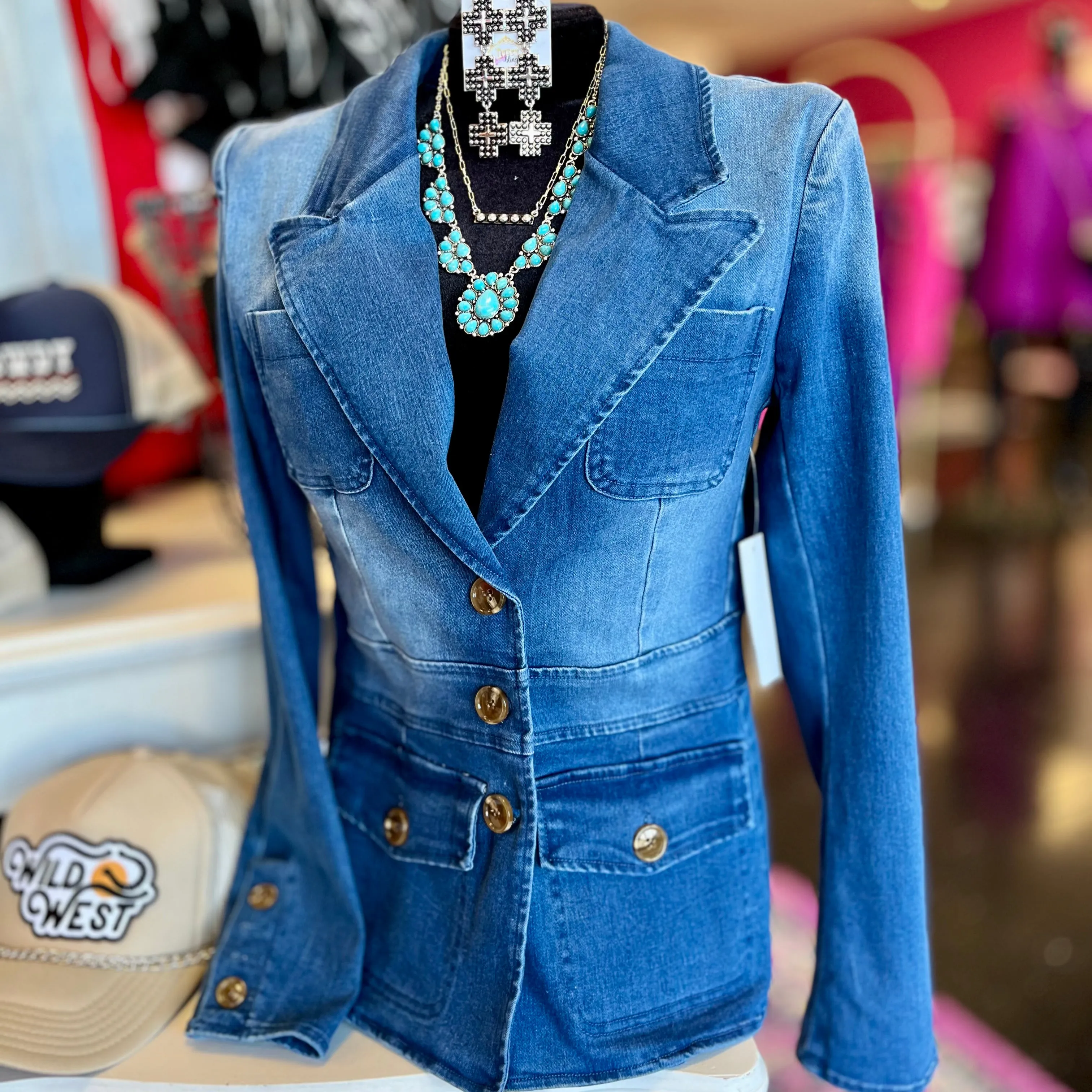 Washed Denim Blazer